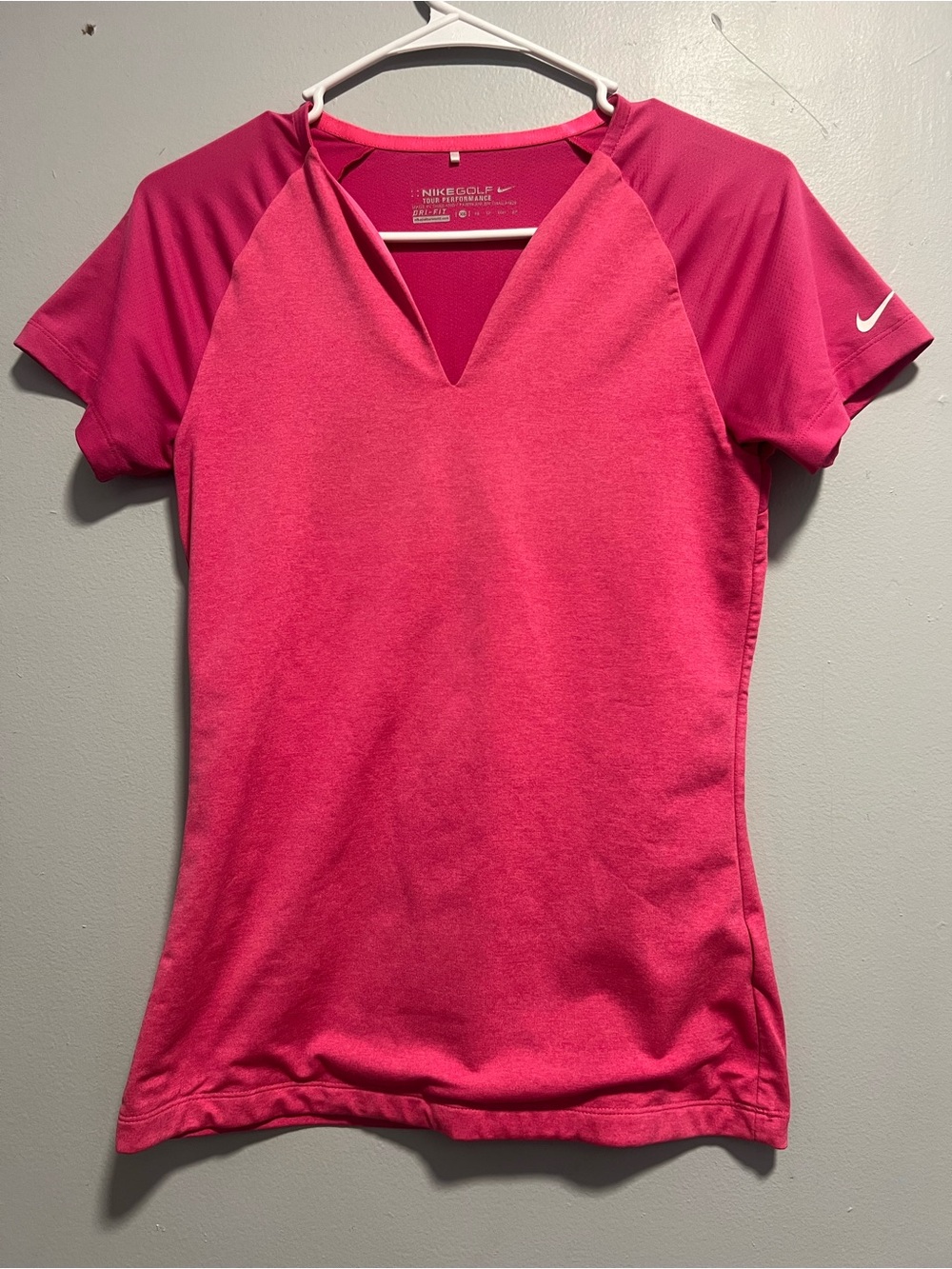 Nike Women's Hot Pink V-Notch Short Sleeve Golf Top